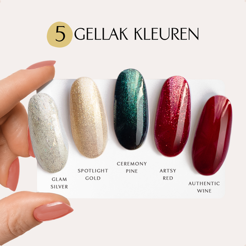 Gellak Set Starterspakket Kerst - 5 Glitterkleuren - No. 7 The Golden Age